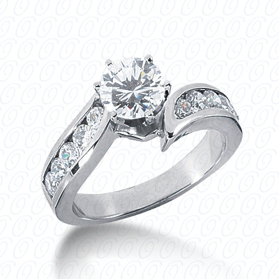 14 Karat White Gold  Cut Diamond Unique Engagement Ring 