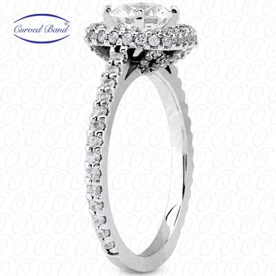 14 Karat White Gold  Cut Diamond Unique Engagement Ring 