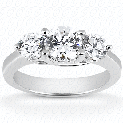 14KP Round  Cut Diamond Unique <br>Engagement Ring 0.30 CT. Three Stones Style