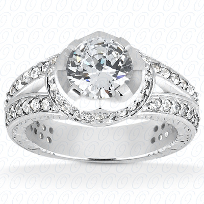 14 Karat White Gold  Cut Diamond Unique Engagement Ring 