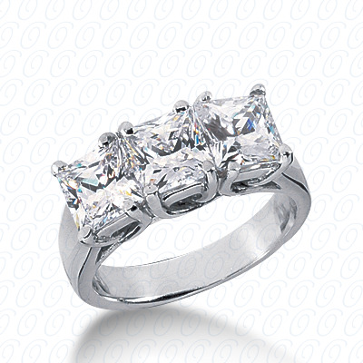 14KP Princess  Cut Diamond Unique Engagement Ring 1.20 CT. Three Stones Style
