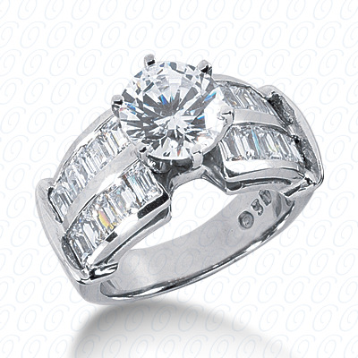 14 Karat White Gold  Cut Diamond Unique Engagement Ring 