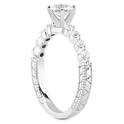 14 Karat White Gold  Cut Diamond Unique Engagement Ring 