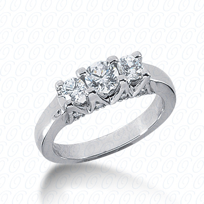 14KP Round  Cut Diamond Unique Engagement Ring 0.83 CT. Three Stones Style
