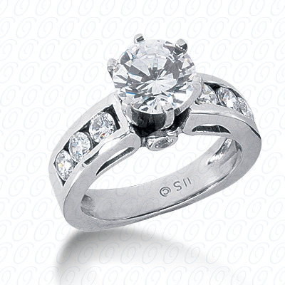 14 Karat White Gold  Cut Diamond Unique Engagement Ring 