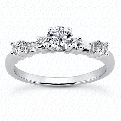 14 Karat White Gold  Cut Diamond Unique Engagement Ring 