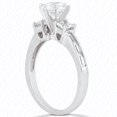 14 Karat White Gold  Cut Diamond Unique Engagement Ring 