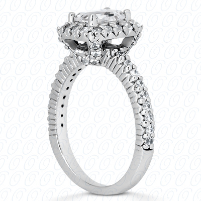 14 Karat White Gold  Cut Diamond Unique Engagement Ring 