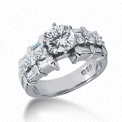 14 Karat White Gold  Cut Diamond Unique Engagement Ring 