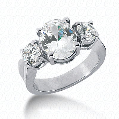 14KP Combination Cut Diamond Unique Engagement Ring 1.00 CT. Three Stones Style