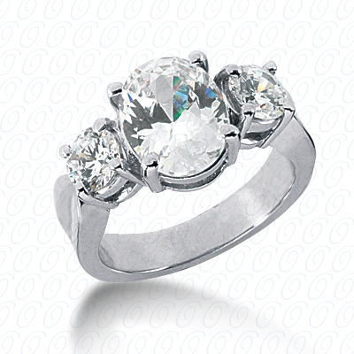 14KP Combination Cut Diamond Unique <br>Engagement Ring 1.00 CT. Three Stones Style