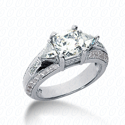 14KP Combination Cut Diamond Unique Engagement Ring 0.81 CT. Three Stones Style