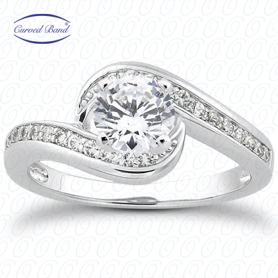 14 Karat White Gold  Cut Diamond Unique Engagement Ring 