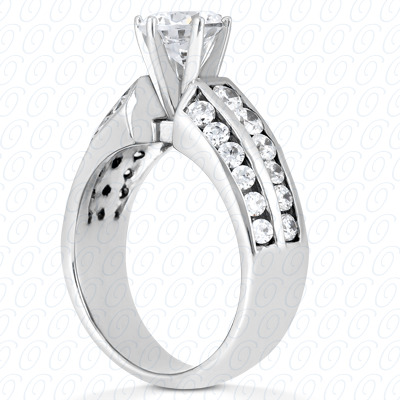 14 Karat White Gold  Cut Diamond Unique Engagement Ring 