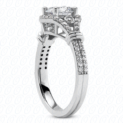 14 Karat White Gold  Cut Diamond Unique Engagement Ring 