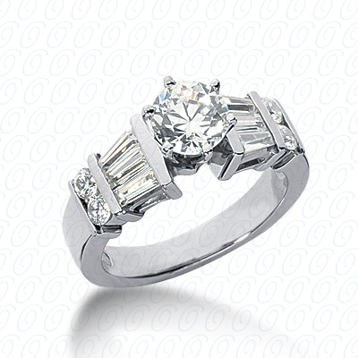 14 Karat White Gold  Cut Diamond Unique Engagement Ring 