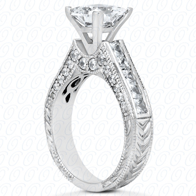 14 Karat White Gold  Cut Diamond Unique Engagement Ring 