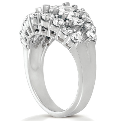 14 Karat White Gold  Cut Diamond Unique Engagement Ring 