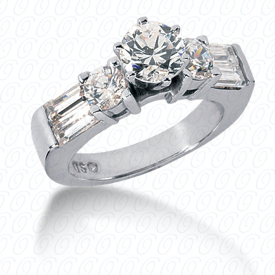 14 Karat White Gold  Cut Diamond Unique Engagement Ring 