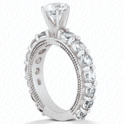14 Karat White Gold  Cut Diamond Unique Engagement Ring 