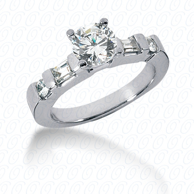14 Karat White Gold  Cut Diamond Unique Engagement Ring 
