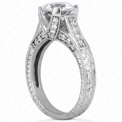 14 Karat White Gold  Cut Diamond Unique Engagement Ring 