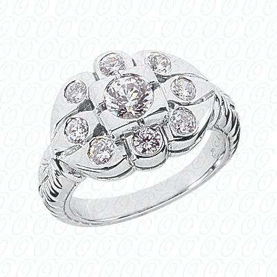 14 Karat White Gold  Cut Diamond Unique Engagement Ring 