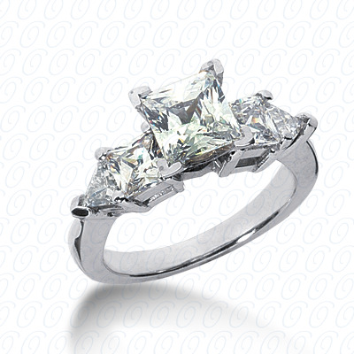 14 Karat White Gold  Cut Diamond Unique Engagement Ring 