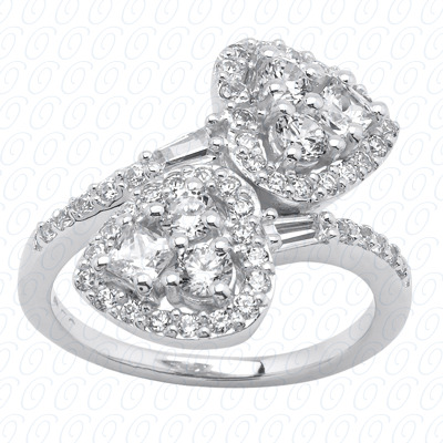 14 Karat White Gold  Cut Diamond Unique Engagement Ring 