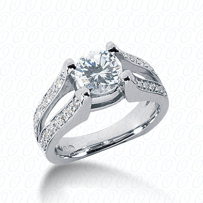 14 Karat White Gold  Cut Diamond Unique Engagement Ring 
