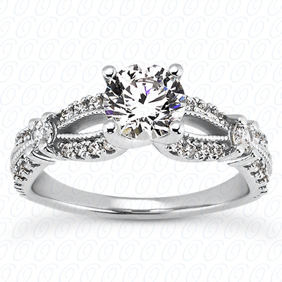 14 Karat White Gold  Cut Diamond Unique Engagement Ring 