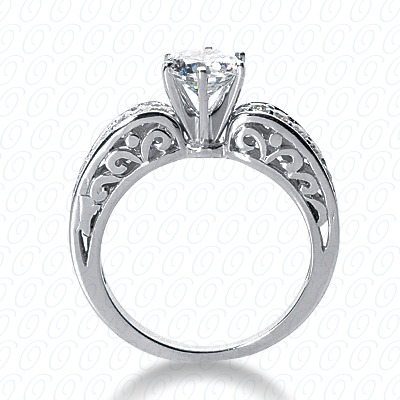 14 Karat White Gold  Cut Diamond Unique Engagement Ring 