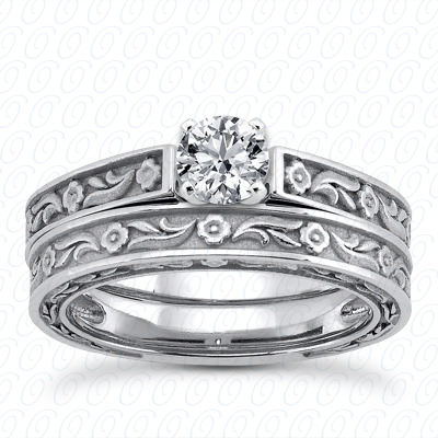14 Karat White Gold  Cut Diamond Unique Engagement Ring 