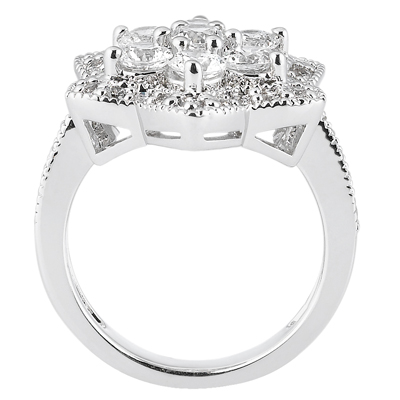 14 Karat White Gold  Cut Diamond Unique Engagement Ring 