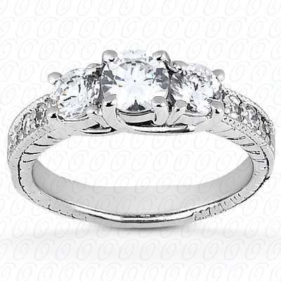 14 Karat White Gold  Cut Diamond Unique Engagement Ring 