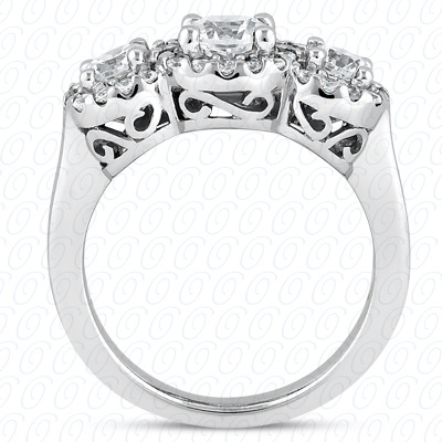 14 Karat White Gold  Cut Diamond Unique Engagement Ring 