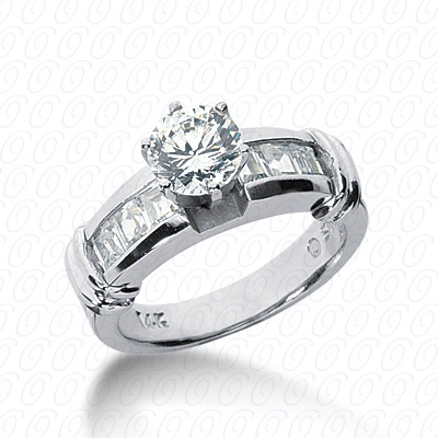 14 Karat White Gold  Cut Diamond Unique Engagement Ring 