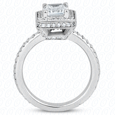 14 Karat White Gold  Cut Diamond Unique Engagement Ring 