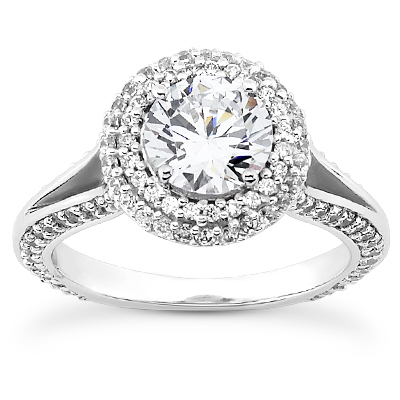 14 Karat White Gold  Cut Diamond Unique Engagement Ring 