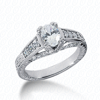 14 Karat White Gold  Cut Diamond Unique Engagement Ring 