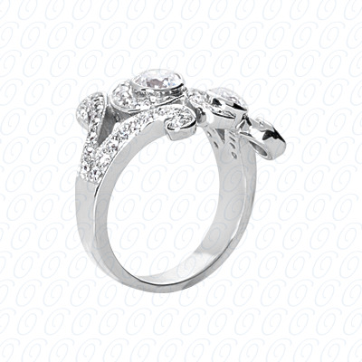 14 Karat White Gold  Cut Diamond Unique Engagement Ring 