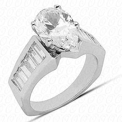 14 Karat White Gold  Cut Diamond Unique Engagement Ring 