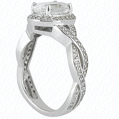 14 Karat White Gold  Cut Diamond Unique Engagement Ring 