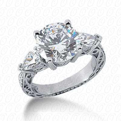 14 Karat White Gold  Cut Diamond Unique Engagement Ring 