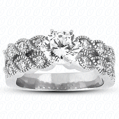 14 Karat White Gold  Cut Diamond Unique Engagement Ring 