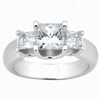 14KP Princess  Cut Diamond Unique Engagement Ring 0.28 CT. Three Stones Style
