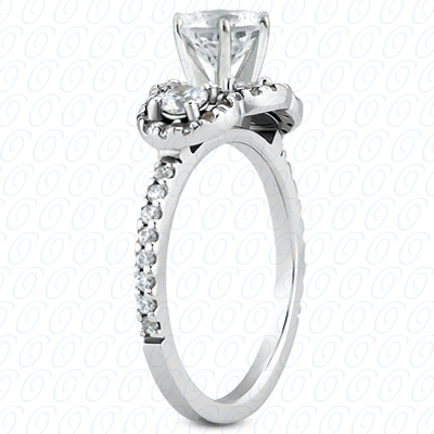 0.59 CT. 14 Karat Pink Gold Halo Petite  Cut Diamond Engagement Ring Petite Style