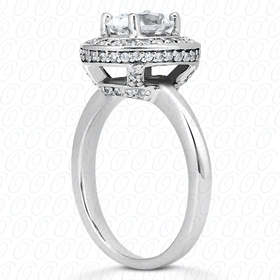 14 Karat White Gold  Cut Diamond Unique Engagement Ring 