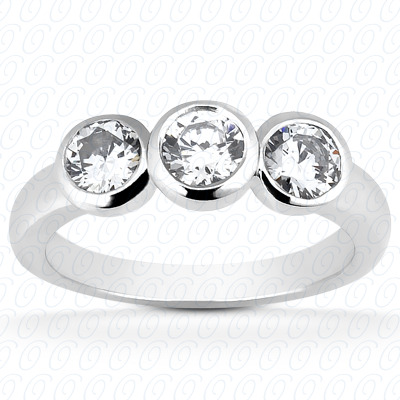 14KP Round  Cut Diamond Unique Engagement Ring 0.30 CT. Three Stones Style