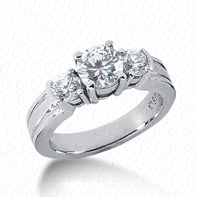 14KP Round  Cut Diamond Unique <br>Engagement Ring 0.60 CT. Three Stones Style